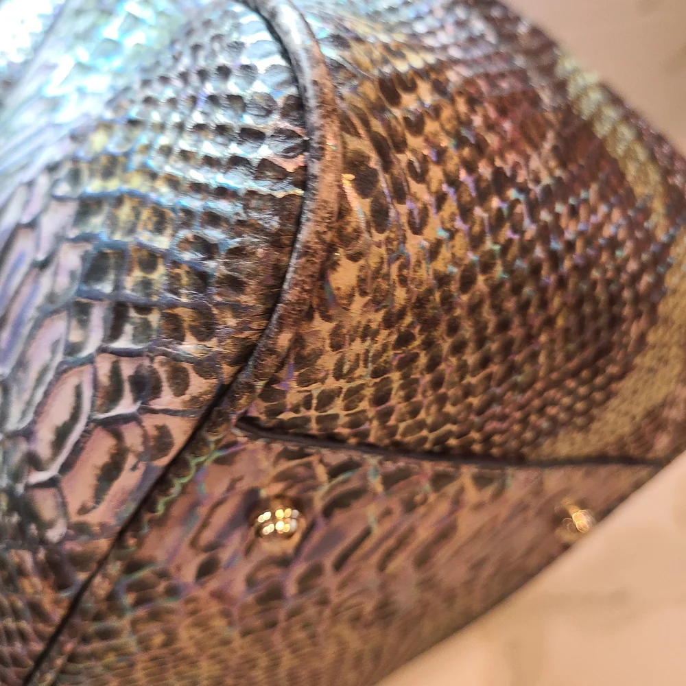 Brahmin Marianna Moonstone Seville Iridescent Snake Print Shoulder Bag Tote - Picture 16 of 16